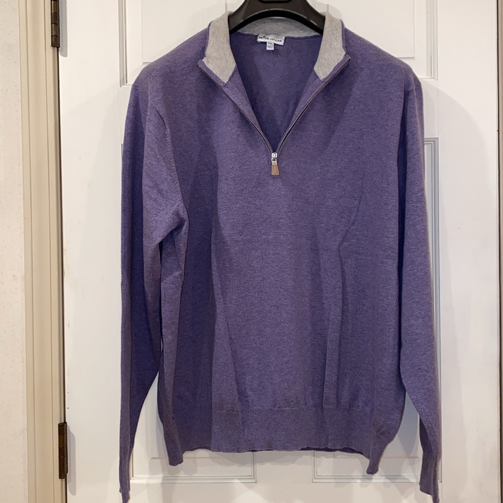 XXL Peter Millar 1/4 Zip Periwinkle Blue Sweater Great Condition Zipper Pull XX